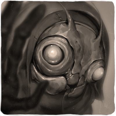 Illustration by Gunship Revolution : A light writer photograph plate of Whose Antenna Is Askew also known as “Ten” the Mechanic 