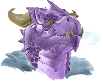 Vidrizix, artist Jason Smith: A grizzled old dragonkin explorer with purple scales assesses their surroundings seriously