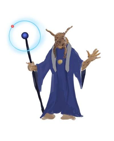 Artsit Fabio Di Bernardi: Serene slug-like osharu priest of Yaraesa holding a staff.