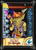 Order of the Amber Die: Maloika the Miserable, goblin gunslinger wearing a feathered hat and blue vest