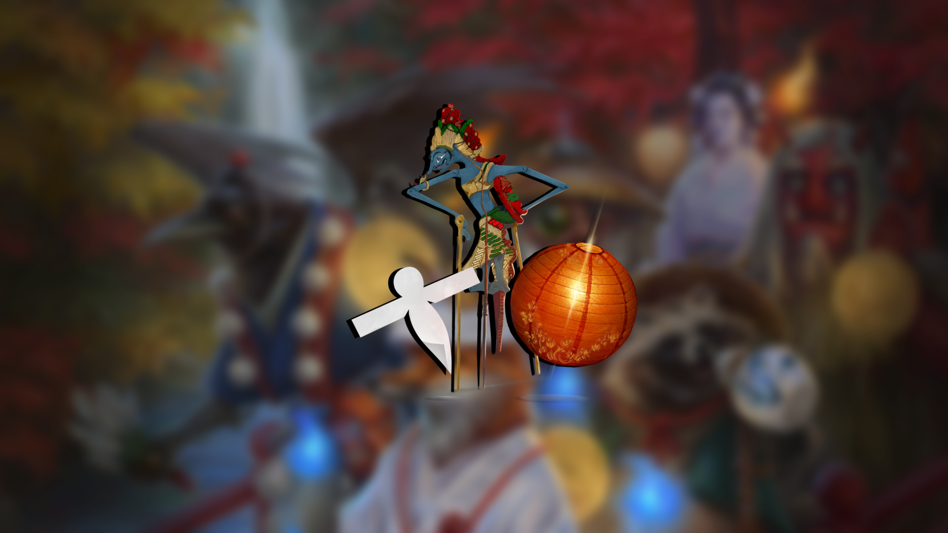 Illustration by Sandra Posada: Paper dolls and a paper lantern familiar.