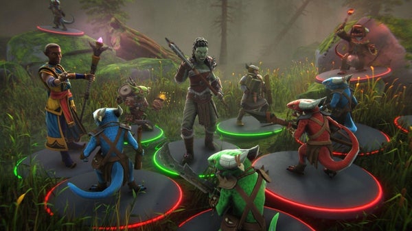 a gameplay screenshot of the player characters surrounded by kobolds