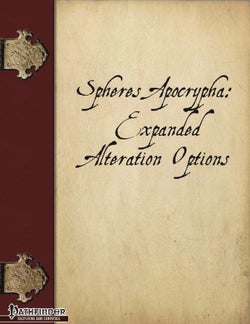 Spheres Apocrypha: Expanded Alteration Options; caligraphy style writing over a parchment background