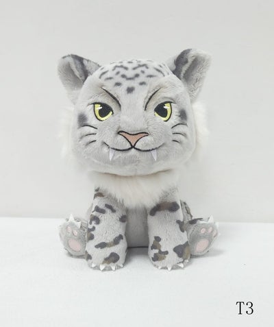A small plush of iconic animal companion, Droogami the snow leopard