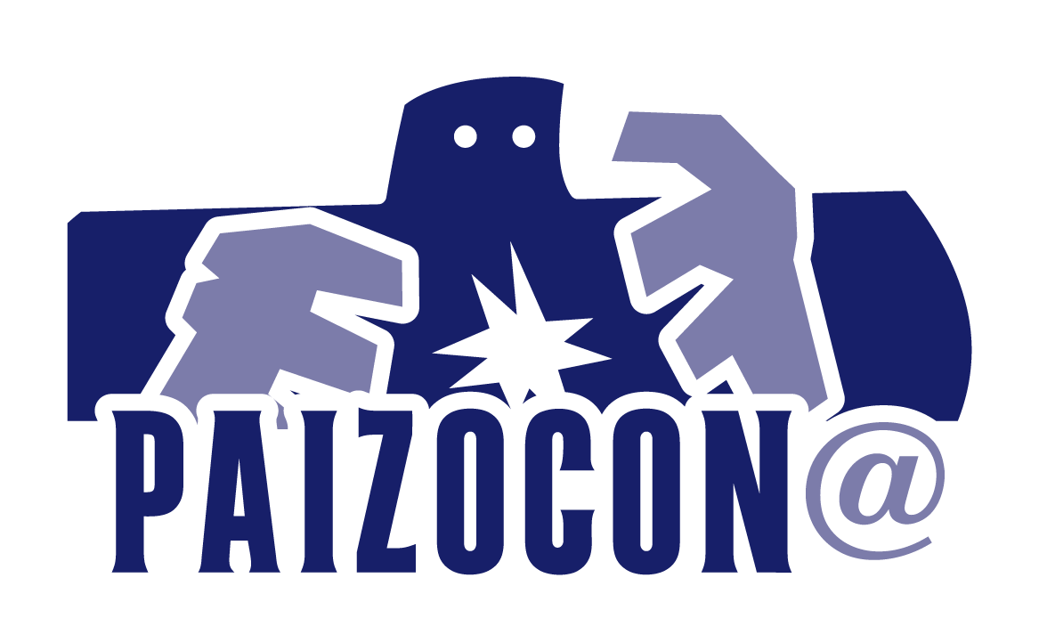 PaizoCon@ logo featuring the Paizo Golem 