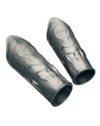 Bracers of Strength: silver colored bracers decorated with a bear paw and claw-like details