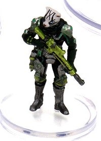 Mini figure out a cat-like being in armor weilding a large gun