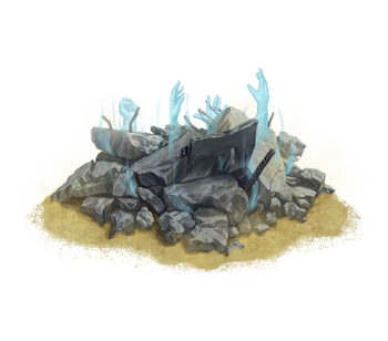 A pile of rubble with several ghostly hands reaching out of it. I’m sure there’s nothing to worry about here.