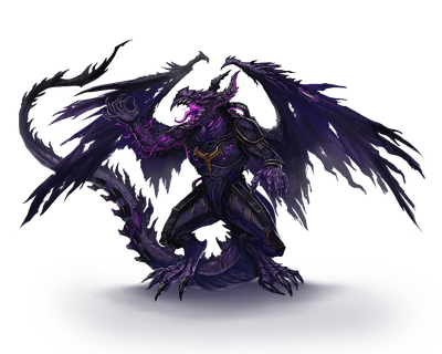 Illustration by Nicolas Espinoza : An undead dragonkin dressed in futuristic plate armor bares their razor-sharp claws as lightning crackles in their mouth.