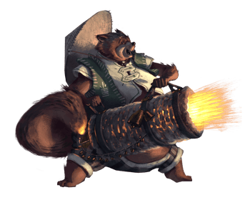 a tanuki getting carried away (art by Sammy Khalid).