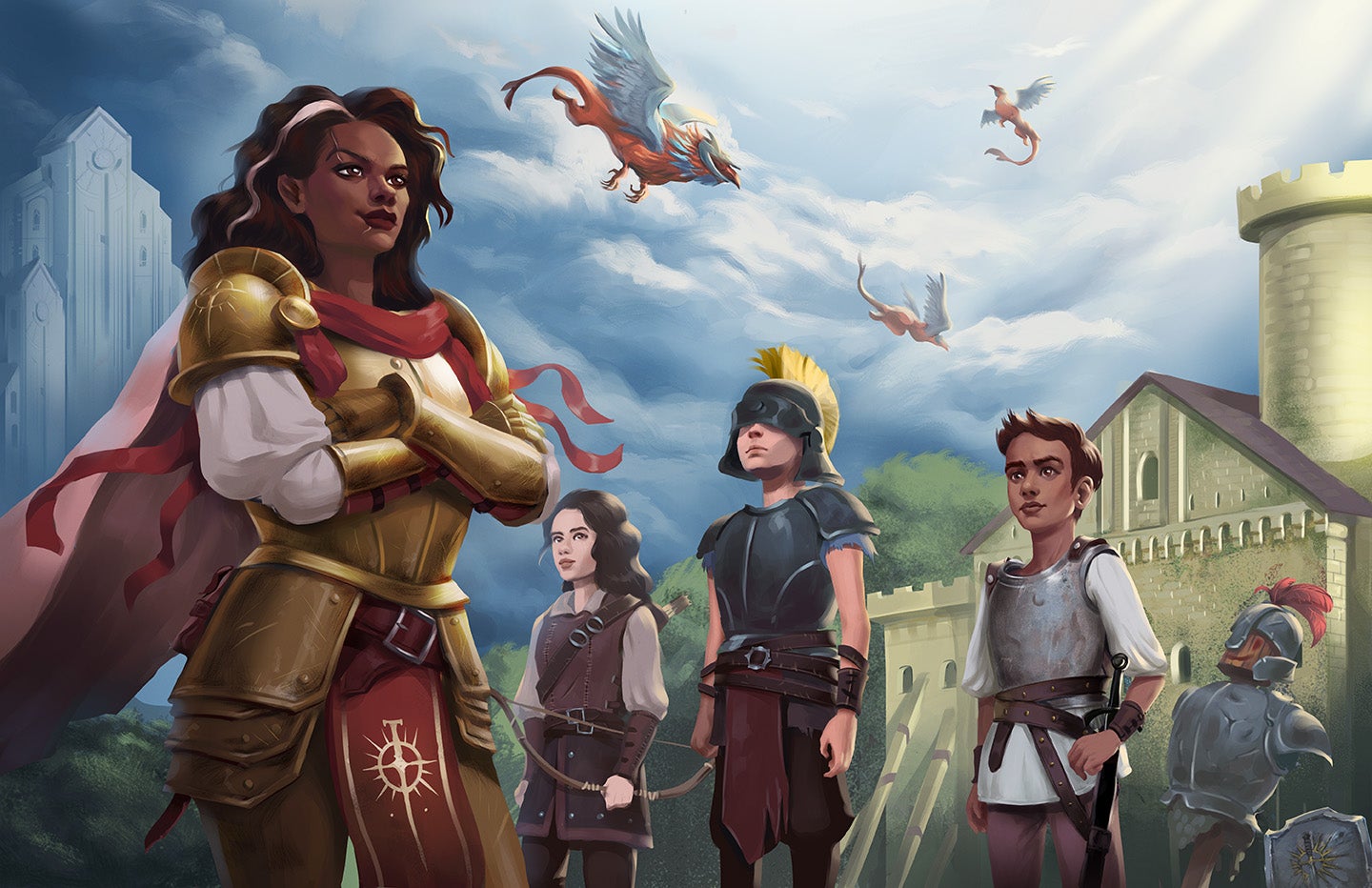 Illustration by Ainur Salimova. A young knight stand proudly in shining armor