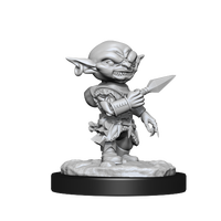 Miniature of a of a male goblin rogue with a pierced ear holding a dagger, ready to throw