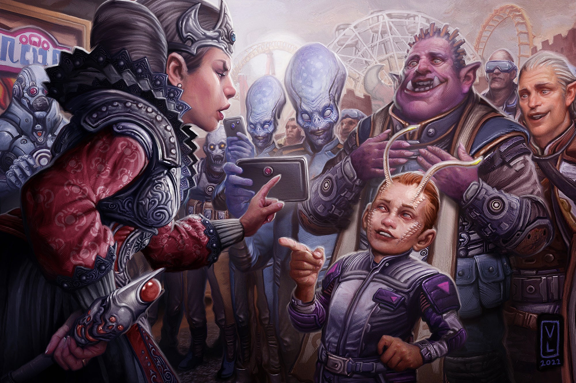 Illustration by Victor Manuel Leza Moreno : An actor portraying Abrogail Thrune entices a patron with a deal