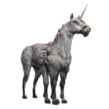 Art by Sammy Khalid. A pale mutated unicorn