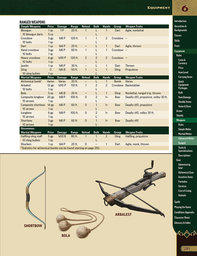 Pathfinder Second Edition Remaster Player Core: Arbalest weapon