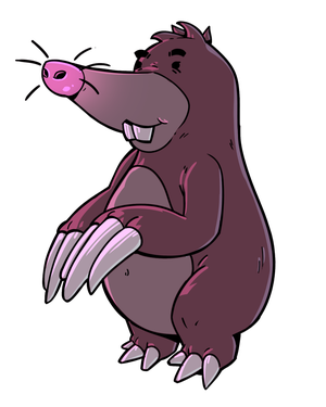 artist Samuel Azeredo - Angler Mole: A cute, cartoonish mole with a glowing nose and long front claws poses pleasantly.