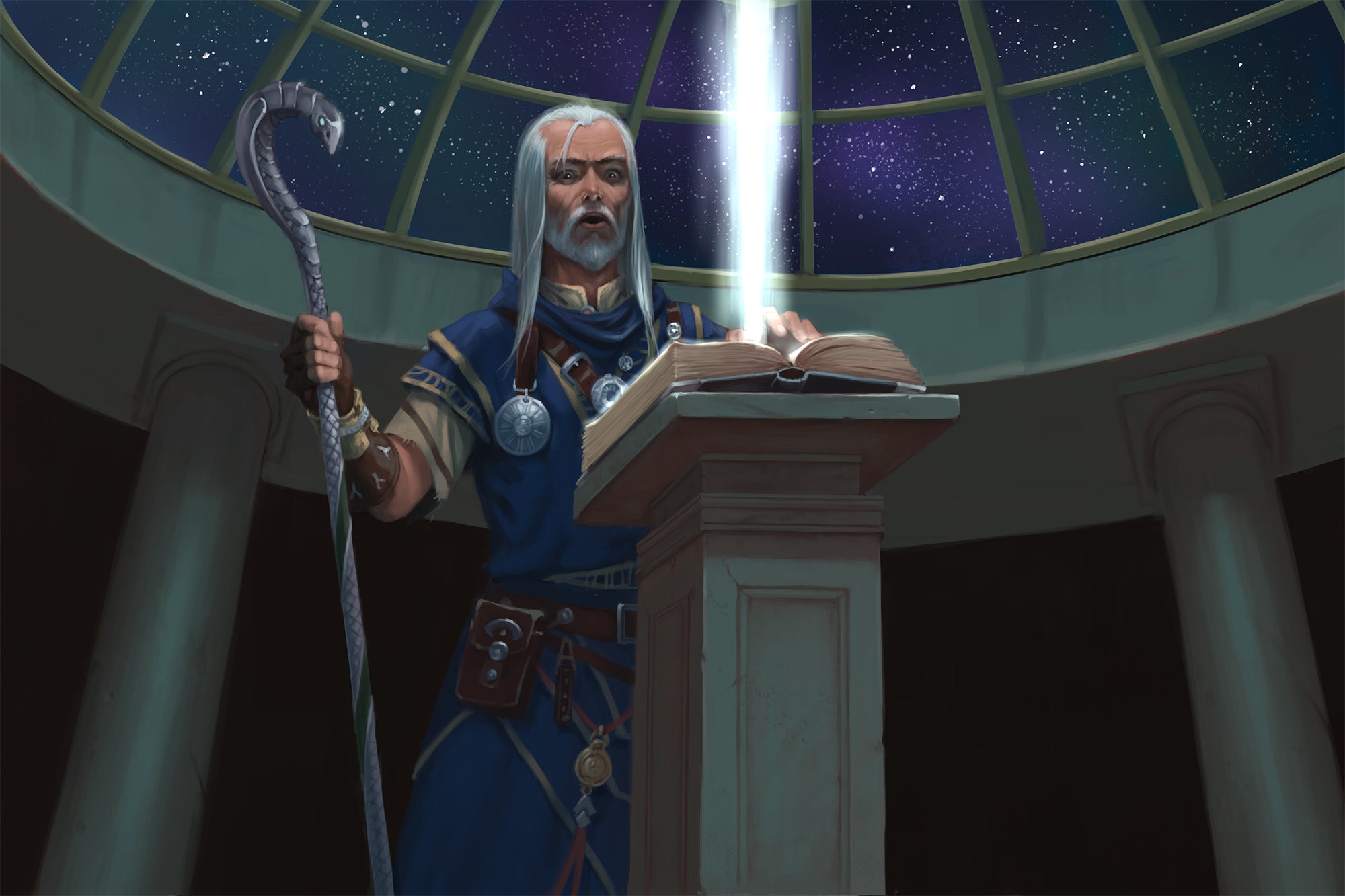 Ezren with the magic grimoire