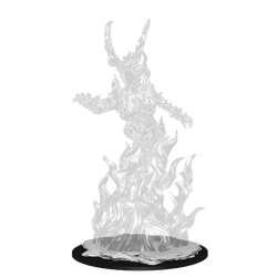 Transparent  mini figure of a  fire elemental with large horns 