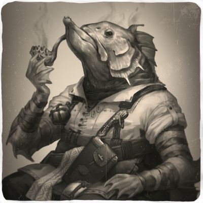 Illustration by Gunship Revolution : A light writer photograph plate of Grefu the athamaru 