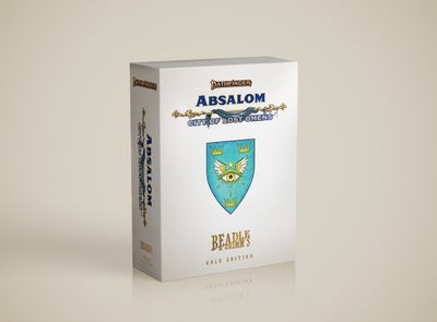 Beadle and Grimm's Absalom city of lost omens gold edition box mock up