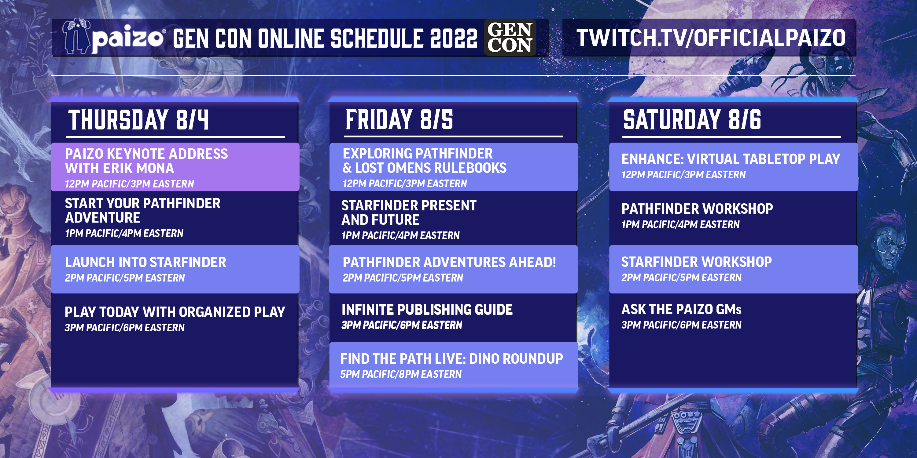 GenCon Online 2022 Stream Schedule