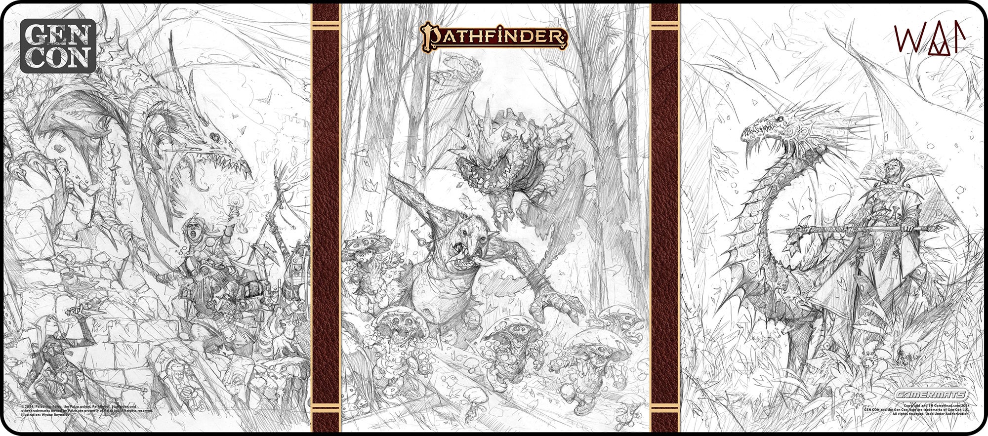 Pathfinder Second Edition Core sketch covers player mat