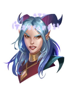 Il’setsya Wyrmtouched (she/her) A ganzi spellcaster with flowing blue hair 