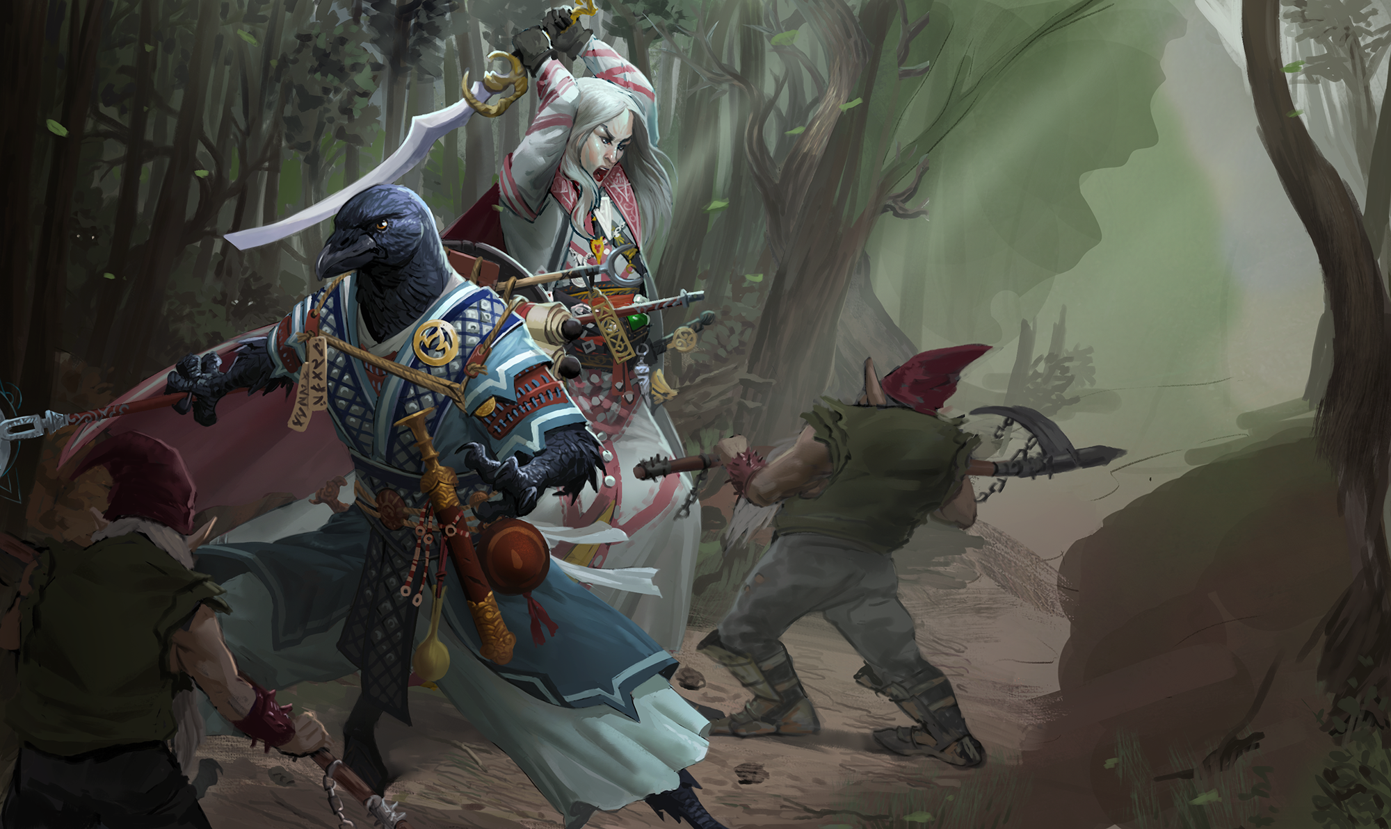 Iconic Oracle, Korakai and iconic Magus, Seltyiel fighting against the undead 