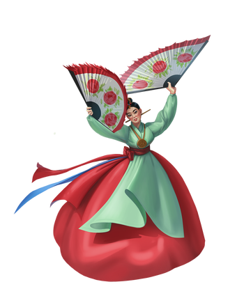 a fan dancer (art by Vira Linevych)