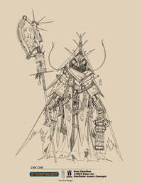 Concept art of shirred mystic, Chk Chk, art by Kent Hamilton