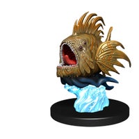 Grodair Minifigure:  A large, four eyed, piraña-like fish with its mouth wide open, revealing many teeth