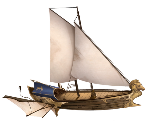 Artist Ernst Eskelsen- The Gale’s Claw: This plane-shifting airship is a sleek sailing vessel with wide open sails and a terrifying horse’s head as the mast.