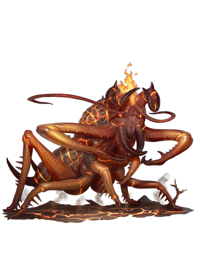 Warden of Caverns and Burrows - art by Mirco Paganessi : A large insect-like creature textured like smoldering rock