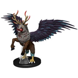 Peryton mini figure: a mix creatures with the head of a wolf, antlers of a stag, and wings and back legs of an eagle