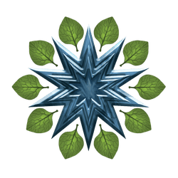 art by Rogier van de Beek. Magaambya symbol featuring a ten pointed star with a leaf between each point