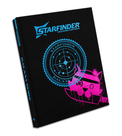 Starfinder Second Edition Galaxy Guide Special Edition Cover featuring a stylizing graphic of a pirate cat with a knife in its mouth