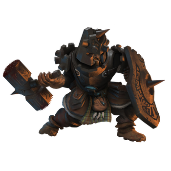 Illustration by Sammy Khalid: A heavily armored guardian raises his shield