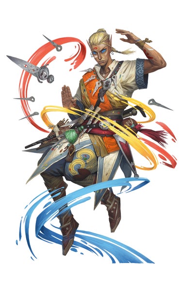 Art by Denis Zhbankov: Thaleon, the iconic psychic, dressed in white and blue clothes with an orange sash 