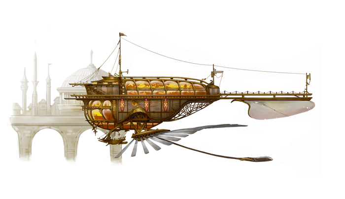 Art by Gunship Revolution: The Zoetrope airship sitting at dock