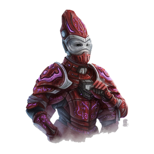 Ehu, a four armed Kasatha in red armor
