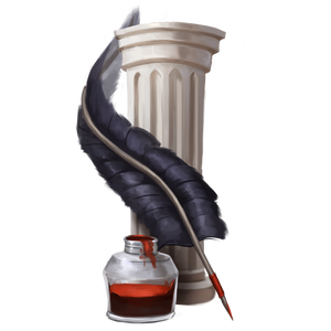 Grand Archive faction symbol, architectural column with quill and ink well